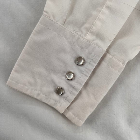 VTG 80s Ely Diamond Western Thunderbird Embroidered Pearl Snap Shirt Men L White - Picture 5 of 11